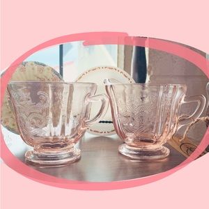 Vintage pink glass milk & sugar cups